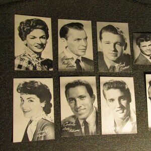 Lot of 8 ACTOR Vint POSTCARDS Signed (Facsimile) & Bio Elvis Sinatra Everly Bro+